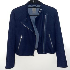 Dark Navy Blue Moto Jacket
